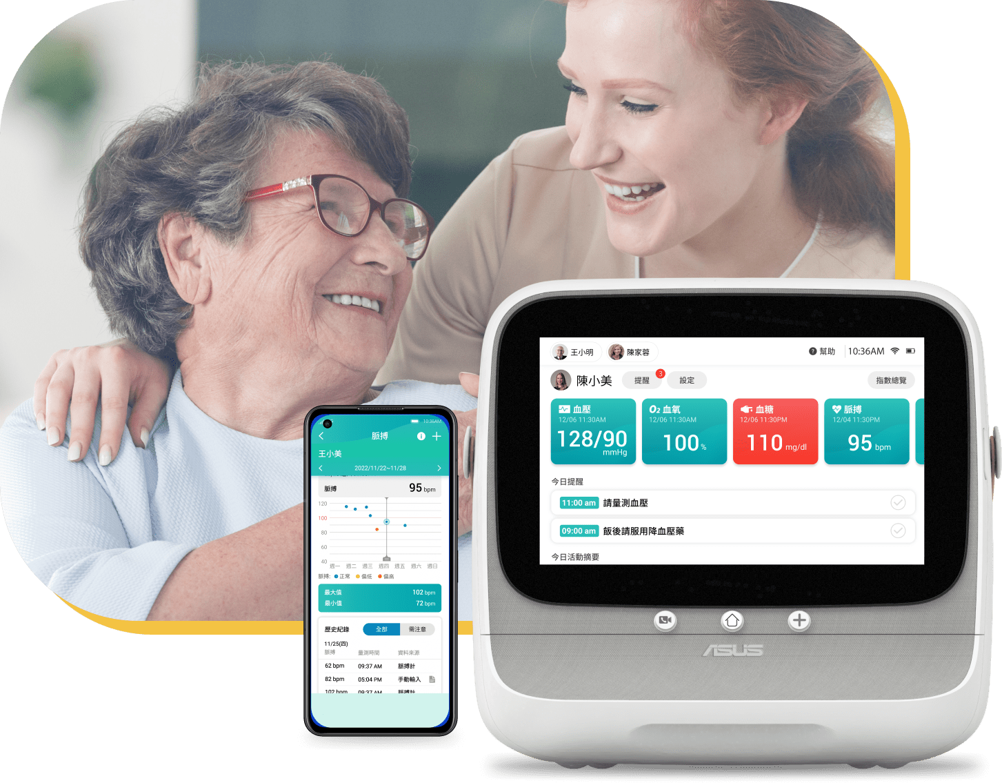 ASUS HealthHub Home 適用於居家長輩和慢性病患者